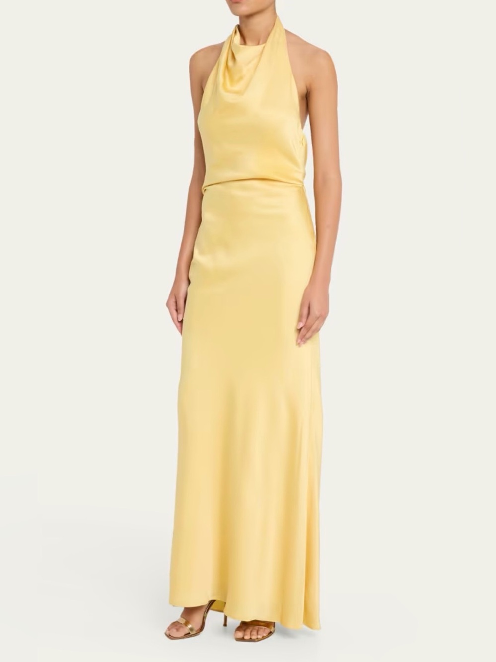 Reannon Satin Halter Dress - Golden Haze